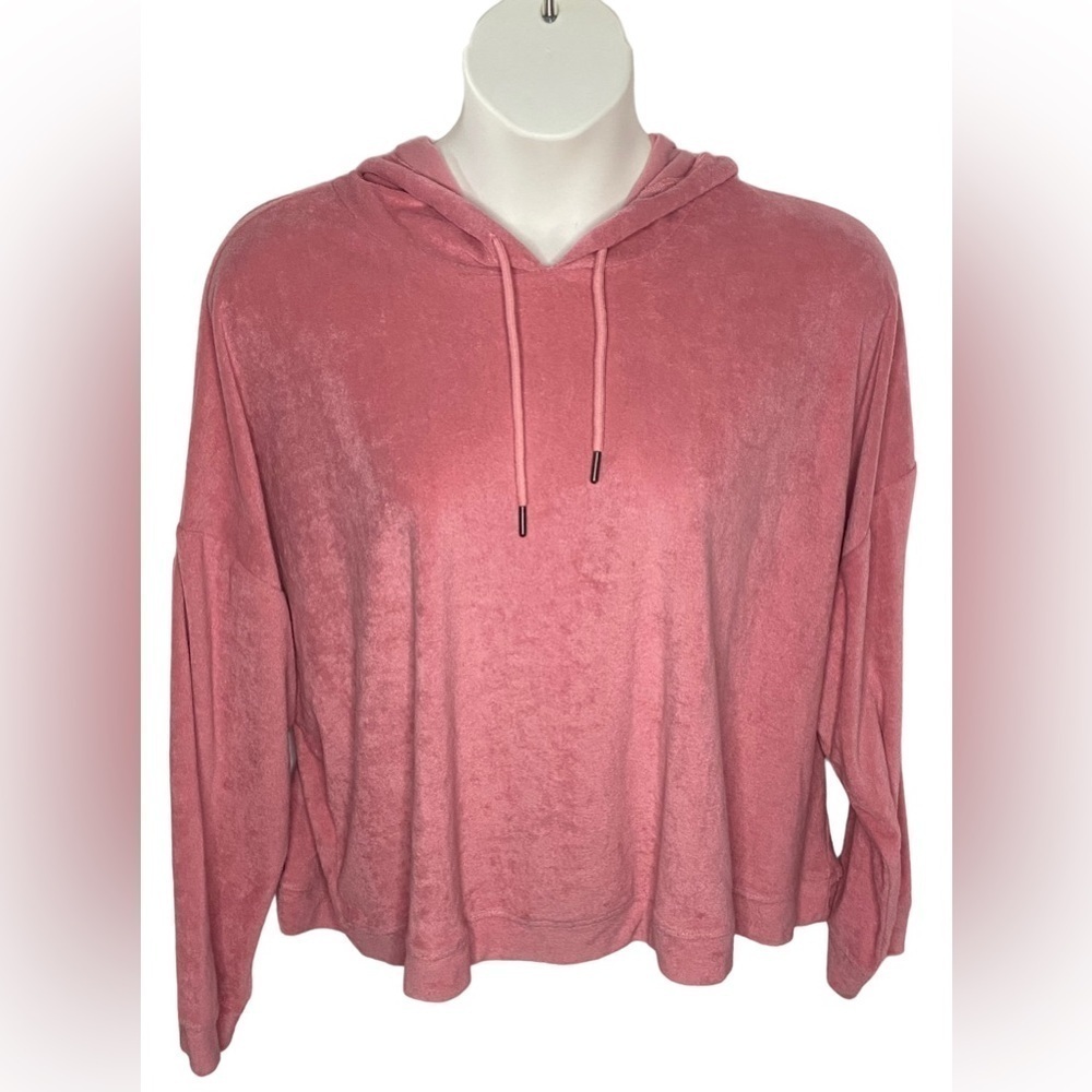 Wayf'98 Women’s Size 2X Cropped Hoodie Pink Terry Cloth New Without Tags